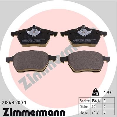 Bromsbeläggsats, Framaxel Zimmermann 21848.200.1 ZIMMERMANN