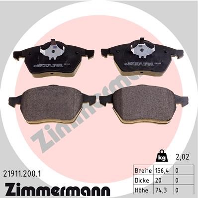 Bromsbeläggsats, Framaxel Zimmermann 21911.200.1 ZIMMERMANN