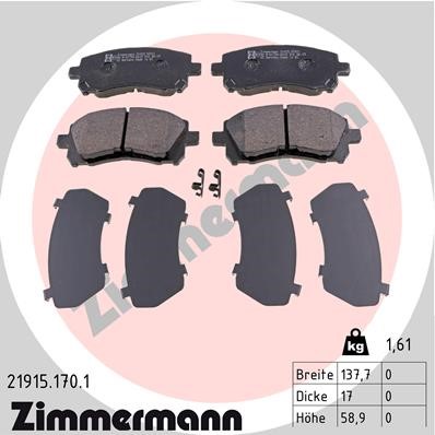 Bromsbeläggsats, Framaxel Zimmermann 21915.170.1 ZIMMERMANN