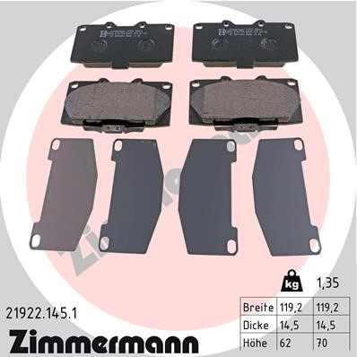 Bromsbeläggsats, Framaxel Zimmermann 21922.145.1 ZIMMERMANN