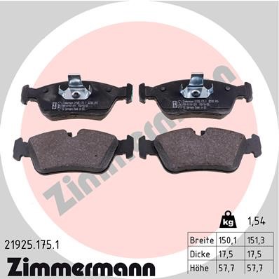 Bromsbeläggsats, Framaxel Zimmermann 21925.175.1 ZIMMERMANN