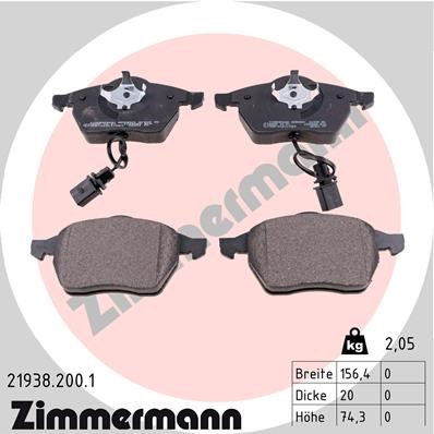 Bromsbeläggsats, Framaxel Zimmermann 21938.200.1 ZIMMERMANN