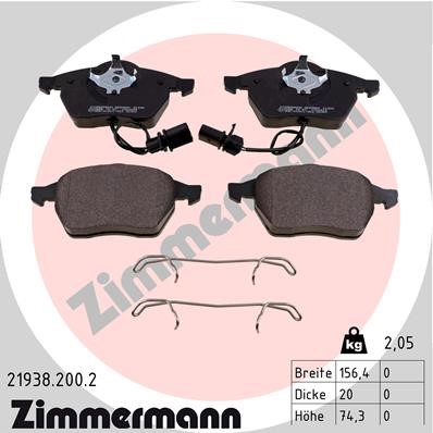 Bromsbeläggsats, Framaxel Zimmermann 21938.200.2 ZIMMERMANN
