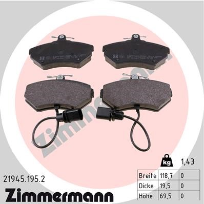 Bromsbeläggsats, Framaxel Zimmermann 21945.195.2 ZIMMERMANN