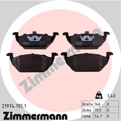 Bromsbeläggsats, Framaxel Zimmermann 21974.195.1 ZIMMERMANN
