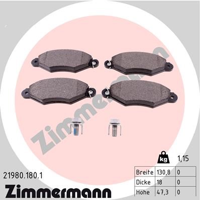 Bromsbeläggsats, Framaxel Zimmermann 21980.180.1 ZIMMERMANN