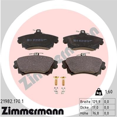 Bromsbeläggsats, Framaxel Zimmermann 21982.170.1 ZIMMERMANN