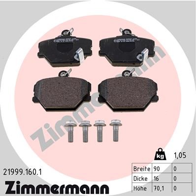 Bromsbeläggsats, Framaxel Zimmermann 21999.160.1 ZIMMERMANN Bromsbeläggsats, Framaxel Zimmermann 21999.160.1 ZIMMERMANN
