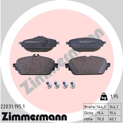 Bromsbeläggsats, Framaxel Zimmermann 22031.195.1 ZIMMERMANN