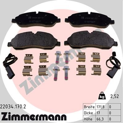 Bromsbeläggsats, Framaxel Zimmermann 22034.170.2 ZIMMERMANN