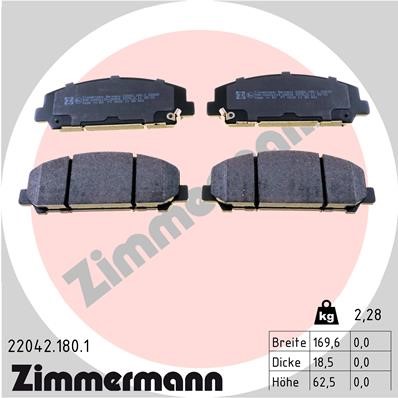 Bromsbeläggsats, Framaxel Zimmermann 22042.180.1 ZIMMERMANN