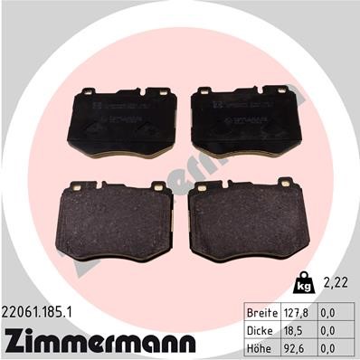 Bromsbeläggsats, Framaxel Zimmermann 22061.185.1 ZIMMERMANN