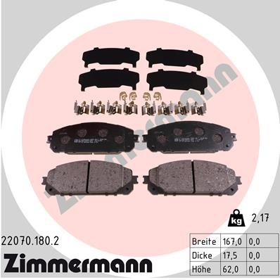 Bromsbeläggsats, Framaxel Zimmermann 22070.180.2 ZIMMERMANN