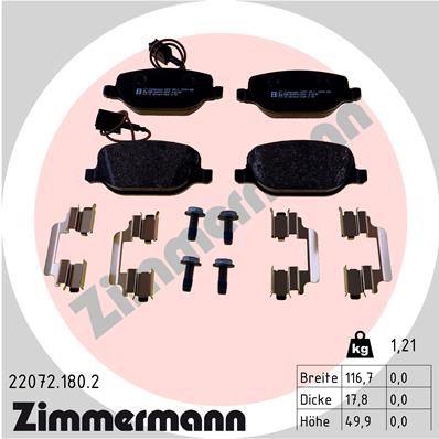 Bromsbeläggsats, Bakaxel Zimmermann 22072.180.2 ZIMMERMANN