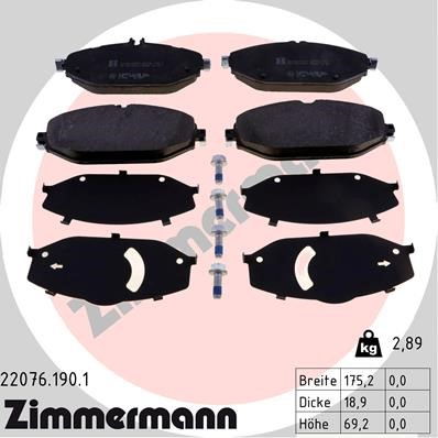 Bromsbeläggsats, Framaxel Zimmermann 22076.190.1 ZIMMERMANN