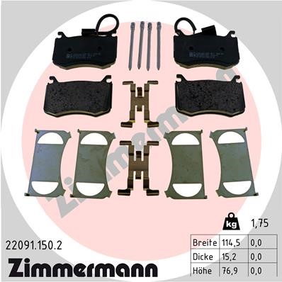 Bromsbeläggsats, Framaxel Zimmermann 22091.150.2 ZIMMERMANN