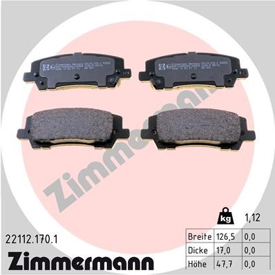 Bromsbeläggsats, Bakaxel Zimmermann 22112.170.1 ZIMMERMANN