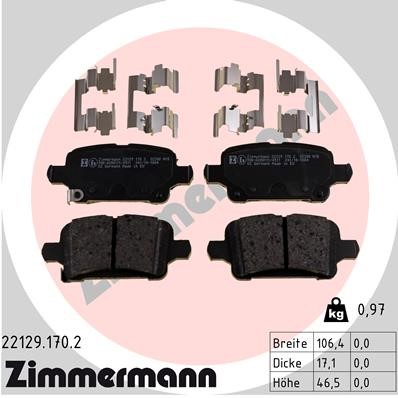 Bromsbeläggsats, Bakaxel Zimmermann 22129.170.2 ZIMMERMANN