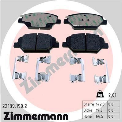 Bromsbeläggsats, Framaxel Zimmermann 22139.190.2 ZIMMERMANN
