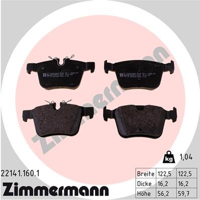 Bromsbeläggsats, Bakaxel Zimmermann 22141.160.1 ZIMMERMANN