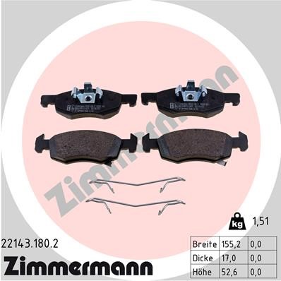 Bromsbeläggsats, Framaxel Zimmermann 22143.180.2 ZIMMERMANN