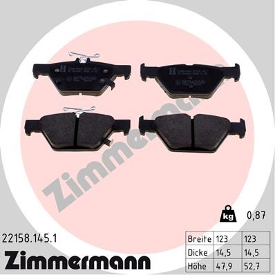 Bromsbeläggsats, Bakaxel Zimmermann 22158.145.1 ZIMMERMANN