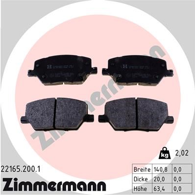 Bromsbeläggsats, Framaxel Zimmermann 22165.200.1 ZIMMERMANN