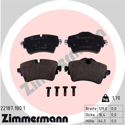 Bromsbeläggsats, Framaxel Zimmermann 22187.180.1 ZIMMERMANN