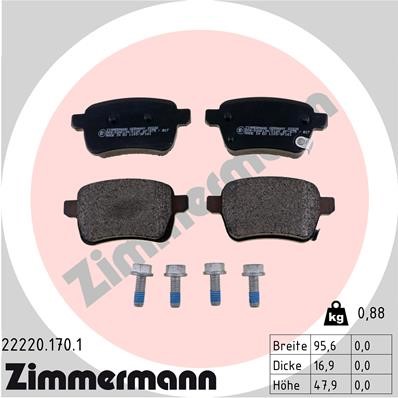 Bromsbeläggsats, Bakaxel Zimmermann 22220.170.1 ZIMMERMANN