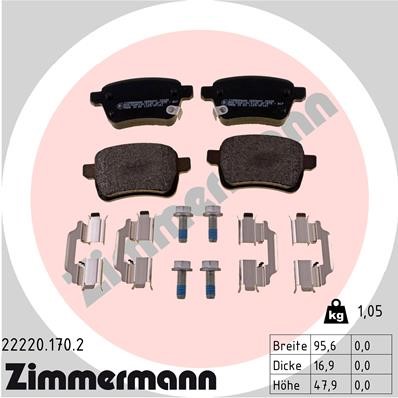Bromsbeläggsats, Bakaxel Zimmermann 22220.170.2 ZIMMERMANN