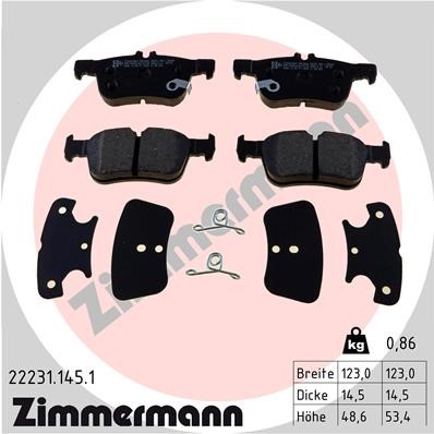 Bromsbeläggsats, Bakaxel Zimmermann 22231.145.1 ZIMMERMANN