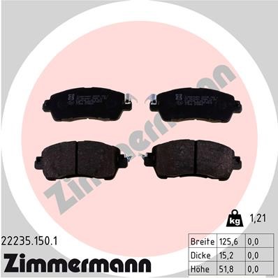 Bromsbeläggsats, Framaxel Zimmermann 22235.150.1 ZIMMERMANN