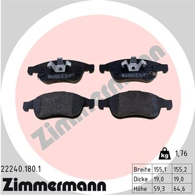 Bromsbeläggsats, Framaxel Zimmermann 22240.180.1 ZIMMERMANN