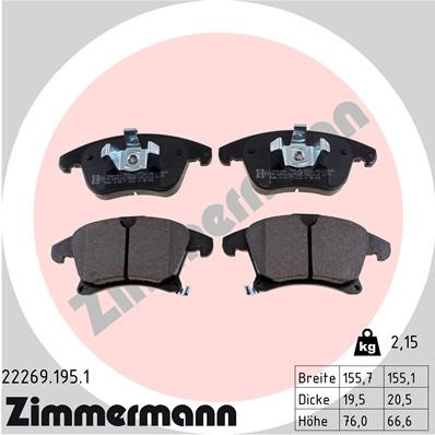 Bromsbeläggsats, Framaxel Zimmermann 22269.195.1 ZIMMERMANN