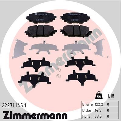 Bromsbeläggsats, Framaxel Zimmermann 22271.145.1 ZIMMERMANN
