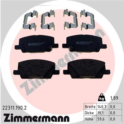 Bromsbeläggsats, Framaxel Zimmermann 22311.190.2 ZIMMERMANN