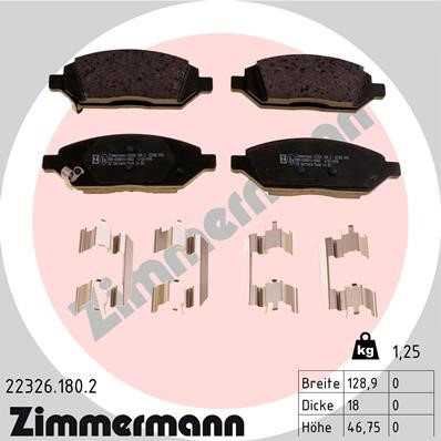 Bromsbeläggsats, Framaxel Zimmermann 22326.180.2 ZIMMERMANN
