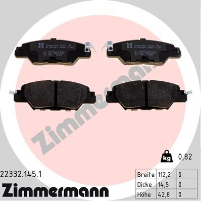 Bromsbeläggsats, Bakaxel Zimmermann 22332.145.1 ZIMMERMANN
