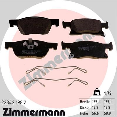 Bromsbeläggsats, Framaxel Zimmermann 22342.198.2 ZIMMERMANN