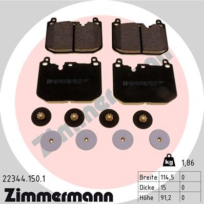Bromsbeläggsats, Framaxel Zimmermann 22344.150.1 ZIMMERMANN