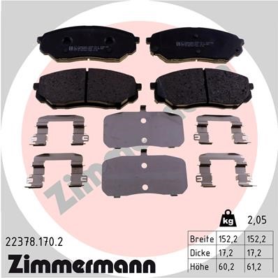 Bromsbeläggsats, Framaxel Zimmermann 22378.170.2 ZIMMERMANN