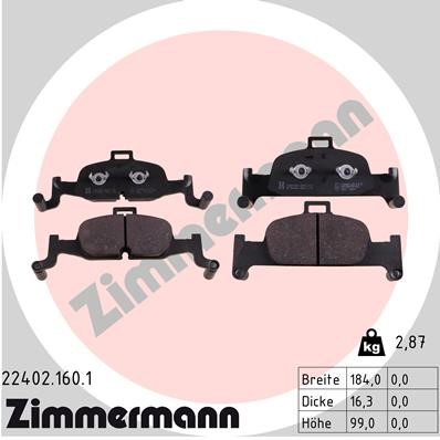 Bromsbeläggsats, Framaxel Zimmermann 22402.160.1 ZIMMERMANN