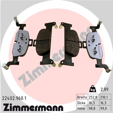 Bromsbeläggsats, Framaxel Zimmermann Rd:z 22402.960.1 ZIMMERMANN