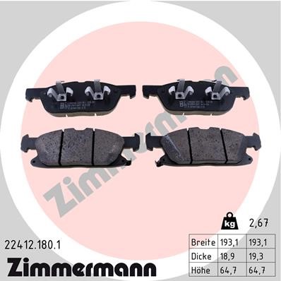 Bromsbeläggsats, Framaxel Zimmermann 22412.180.1 ZIMMERMANN