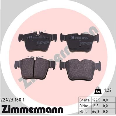 Bromsbeläggsats, Bakaxel Zimmermann 22423.160.1 ZIMMERMANN Bromsbeläggsats, Bakaxel Zimmermann 22423.160.1 ZIMMERMANN