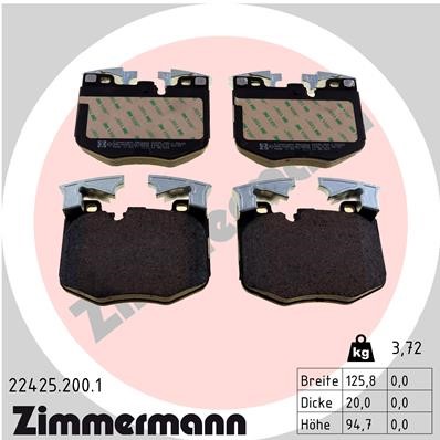 Bromsbeläggsats, Framaxel Zimmermann 22425.200.1 ZIMMERMANN