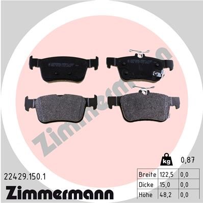 Bromsbeläggsats, Bakaxel Zimmermann 22429.150.1 ZIMMERMANN