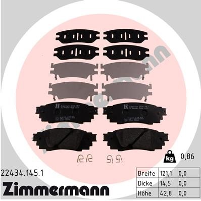 Bromsbeläggsats, Bakaxel Zimmermann 22434.145.1 ZIMMERMANN