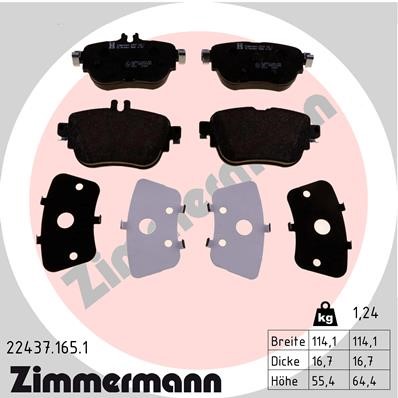 Bromsbeläggsats, Bakaxel Zimmermann 22437.165.1 ZIMMERMANN