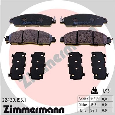 Bromsbeläggsats, Framaxel Zimmermann 22439.155.1 ZIMMERMANN